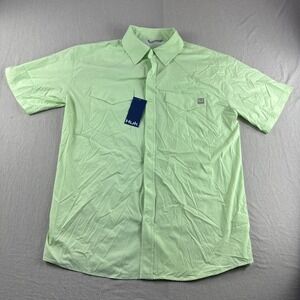 Huk Diamond Back Snap Shirt Men M Green Short Sleeve Vented Fishing Outdoors NEW